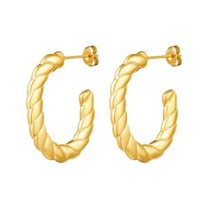 Yehwang Big Stainless Steel Earrings Twisted goud
