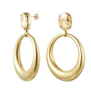 Creoles with glass beads - gold Stainless Steel